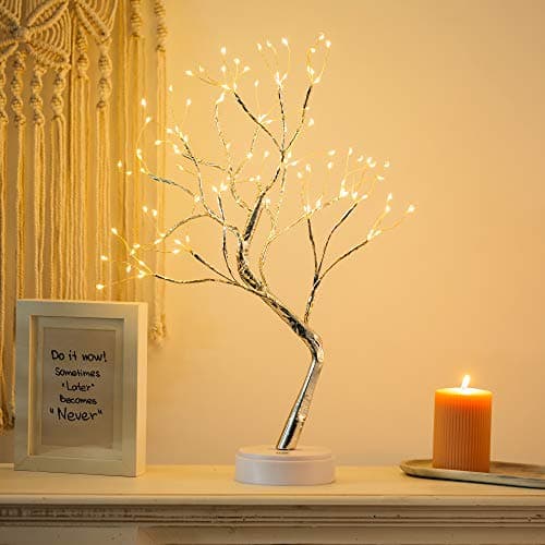 Image of NUPTIO Led Birch Tree with Lights: 1.6 Ft Twig Tree Tree Warm White Light for Christmas - Mini Bonsai Decoration for Easter - Lighted Decor for Inside Home Party Birthday Wedding Indoor