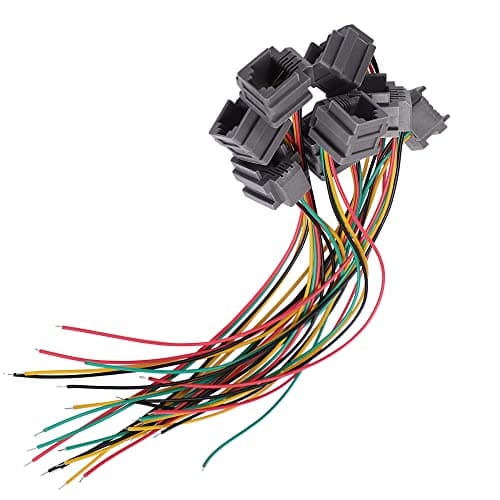 Image of sourcing map 8Pcs RJ11 Female Connector 6P4C PCB Socket, Network Modular Mount Telephone Connectors w 4x10cm Wires, Phone PCB Jacks for Fax Machines, Modems, Answering Machines, Plastic Grey
