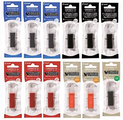 Image of Pilot VBoard Master Refills for Whiteboard 12 Units (3 Blue, 3 Black, 3 Red, 2 Orange and 1 Green)