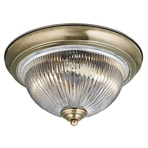 Image of Searchlight American Diner Flush Fitting Ceiling Light Antique Brass Finish 4370