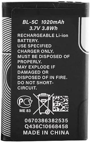 Image of BL-5C Battery,1020mAh 3.7V Rechargeable Battery Suitable for Nokia,Household Radio with Current Protection,Loudspeaker Box