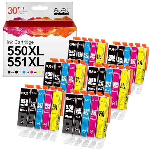 Image of ejet 550 551XL Ink Cartridges Replacement for Canon PGI-550 CLI-551XL for Canon Pixma ix6850 IP8750 MX925 MG5550 MG5650 MG6450 MG6650 MG7150 MG7500 MG7550 (30-Pack)
