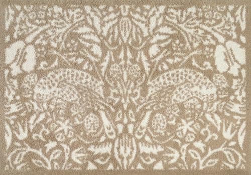 Image of Turtle Mat Pure Strawberry Thief Neutral, Morris & Co Collection - Highly absorbent Indoor barrier mat with Multi-Grip backing 60x85cm