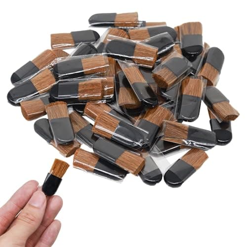Image of 50pcs Mini Blush Brushes Portable Fluffy，Disposable Makeup Brushes，Loose Powder Brush，Makeup Face Brush，Mini Blush Brush Portable Small Powder Brush，Travel Face Cosmetic Tools，for Mixing Liquid, Cream