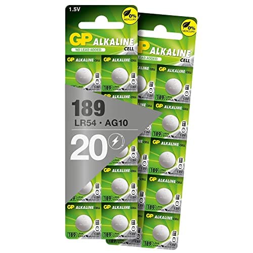 Image of GP Batteries Alkaline Button Cell LR54 Pack of 20 189 V10GA LR1130 AG10 1.5V 1.5V Voltage