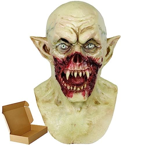 Image of molezu Vampire Mask Horror Monster Cosplay Mask Latex Pointed Ears Elf Vampire Head Mask Halloween Mask Carnival Party Terror Party Mask