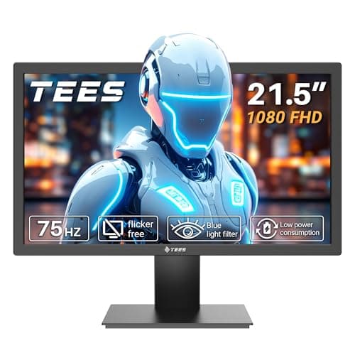Image of Tees 21.5 inch FHD Monitor, 75Hz 5ms NTSC 72% Desktop Display, Business ComputerMonitor HDMI VGA Free Flicker Blue Light Filter, Screen for PC Home Office Black