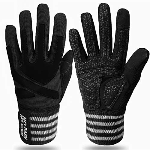 Image of FINGER TEN Weight Lifting Gloves Gym with Wrist Support for Men Women Full Palm Protection Grip, Work Out Gloves fit Pull Ups Sport Training Fitness (Black, XL)