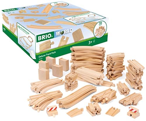 Image of BRIO World Deluxe Train Track Pack Kids Age 3 Years Up - Wooden Railway Accessories and Add Ons