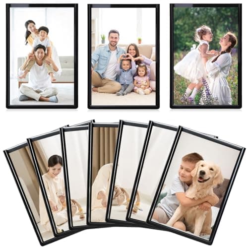 Image of 10 Pcs Magnetic Photo Frames for Fridge, 9.5 x 6.5 cmPhoto Magnets for Fridge for Polaroid Film Instax Mini Photo Frame, Magnetic Picture Frames for Refrigerator(Black)