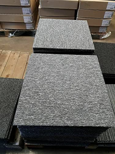 Image of 20 x Carpet Tiles 5 SQM Heavy Duty Home Commercial Retail Office Shop Premium Flooring Rugs Floor Tile Hardwearing Anti-Slip Floor Covering, Bitumen Backed - Grey