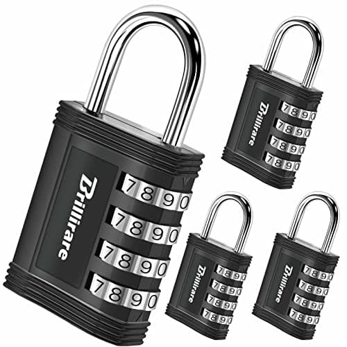 Image of 4 Pack Combination Lock, 4-Digit Waterproof Padlock, Zinc Alloy Outdoor Keyless Resettable Travel Luggage Locks for Backpack, Gym Locker, Hasp, Fence, Gate, Case, Toolbox-by Brillirare