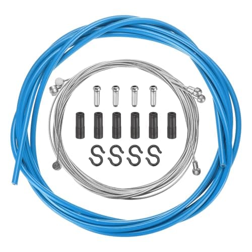 Image of sourcing map Bicycle Brake Cable Housing Set Universal Bike Inner Brake Cable Housing Kit Front and Rear Bicycle Brake Cable Replacement Kit for Road Mountain Bicycle Cycling, Blue