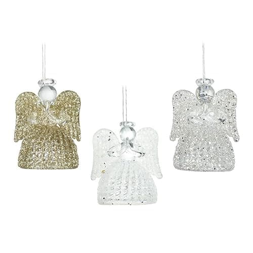 Image of Heaven Sends Set of Three Glass Angels Christmas Tree Decorations