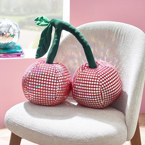 Image of Catherine Lansfield Disco Cherries 3D Shaped Cushion Pink