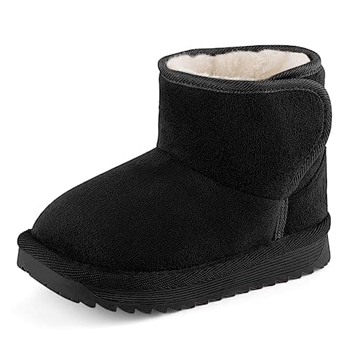 Image of MK MATT KEELY Baby Winter Shoes Kids Boy Girl Warm Snow Boots Toddler Unisex Plush Booties Black,10 UK Child(180mm)