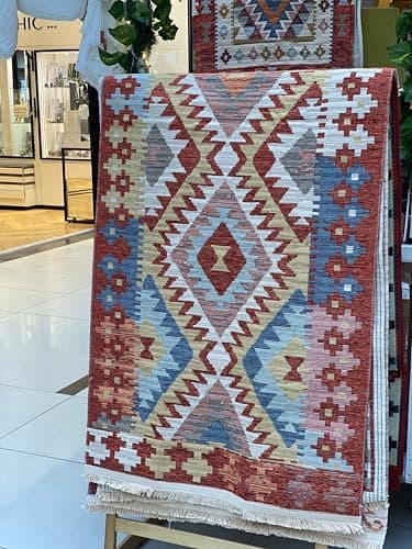Image of Secret Sea Collection: Modern Kilim Series Area Rug, Cotton, Reversible, Washable (2.7 x 4 feet, Eternal Flow)