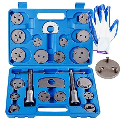 Image of Qnkaa 22pcs Brake Caliper Rewind Tool Kit to Wind Back Front and Rear Disc Brake Piston Compression Pad Replacement Master Set with One Pair of Glove