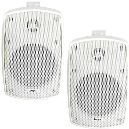 Image of 2x 4" 60W White Outdoor Rated Speakers 8 OHM Weatherproof Wall Mounted HiFi
