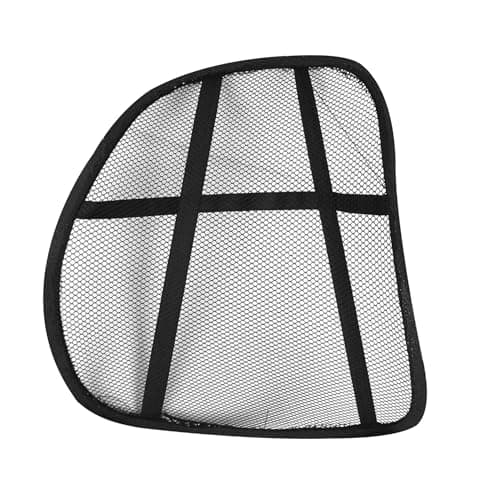 Image of Trimming Shop Black Back Support for Office Chair & Car Seat – Ergonomic Mesh Lumbar Support Grill for Back Pain Relief with Air Flow – Portable, Breathable, Premium Quality Design