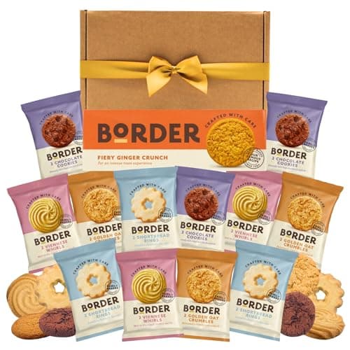 Image of Border Biscuits Gift Set Biscuit Hamper (36 Biscuits) - x12 Border Biscuits Twin Packs 4 Varieties Bundled With Border Ginger Biscuits 135g - Biscuit Gift Box