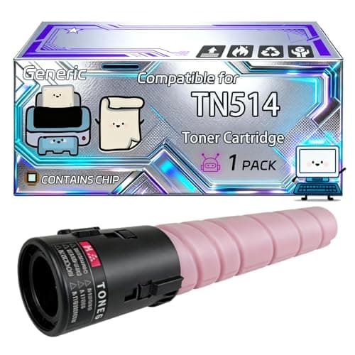 Image of TN514 TN-514 Toner Cartridge Compatible for Konica Minolta Bizhub C658 C458 C558 Printers, With Chip, 28000 Pages, Vibrant Colours (1 Pack Magenta)