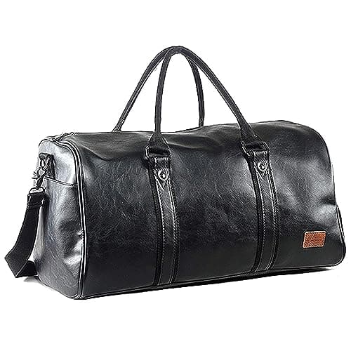 Image of seyfocnia Travel Duffel Bag, Overnight Weekend Bag with Shoe Compartment Carry On Hand Luggage Bags Large Holdall Bags for Men (Black)