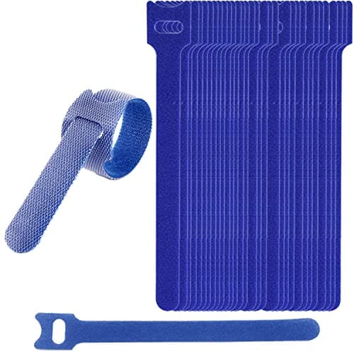 Image of 30PCS Adjustable Reusable Cable Ties Straps 12mmx150mm Hook and Loop Long Cable Straps Ties for Cable Management, Wire Tidy, Cord Organiser (Blue)