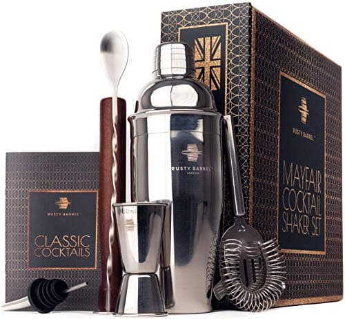 Image of Rusty Barrel Cocktail Making Kit - Beautifully Presented Cocktail Shaker Set - Premium Cocktail Set with Cocktail Shaker and Bar Accessories for Home Pub - Cocktail Gift Set in a Beautiful Gift Box