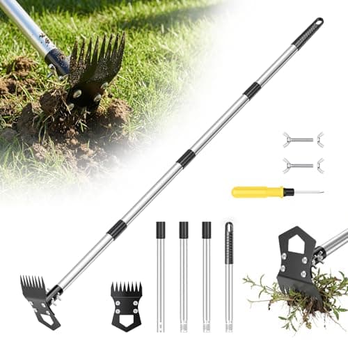 Image of Hysagtek Weed Puller Tool with Long Handle - 150cm Weed Remover Tool 2-in-1 Weed Rake & Garden Hoe Heavy Duty Ergonomic Gardening Tools for Yard, Lawn, Patio, Garden