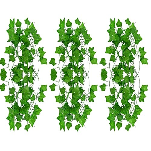 Image of Owill 3 pack Artificial Fake Vine, 21Ft Fake Ivy Fake Plants Green Leaves Hanging Vine Plant Vine Decoration for Home Kitchen Garden Office Wedding Wall