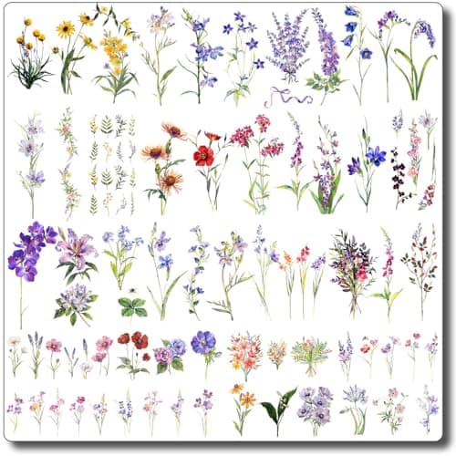 Image of CHARLENT 40 Sheets Watercolor Flower Temporary Tattoos for Women - Tiny Wildflower Fake Tattoo Stickers for Body Neck Hand