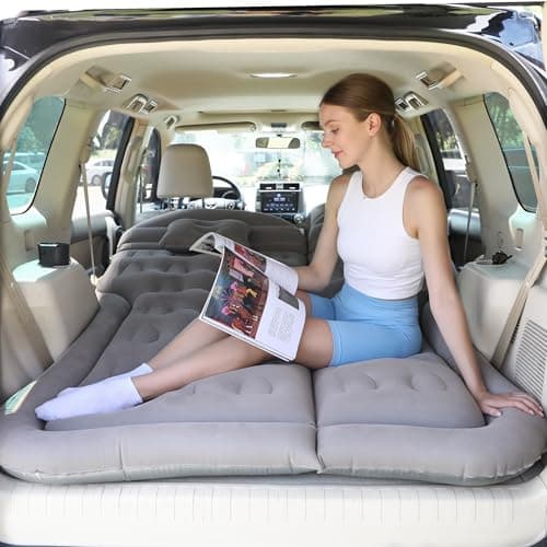 Image of SUV Air Mattress Car Bed Inflatable Mattress for Truck Backseat - Foldable Car Mattress with Flocking Surface and Electric Pump Portable AirBed Sleeping Mat Camping Pad for Travel Tent Road Trip Home