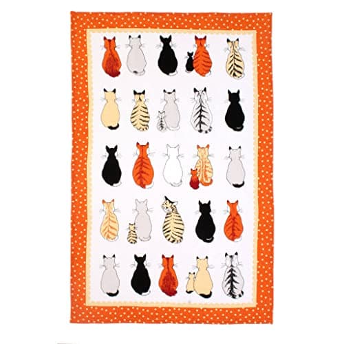 Image of Ulster Weavers Cats in Waiting Tea Towel, 100% Cotton - With Cute Orange Cat Animal Hand Drawn Design - Kitchen and Cooking Gifts for Bakers & Chefs - Homeware & Kitchenware Range