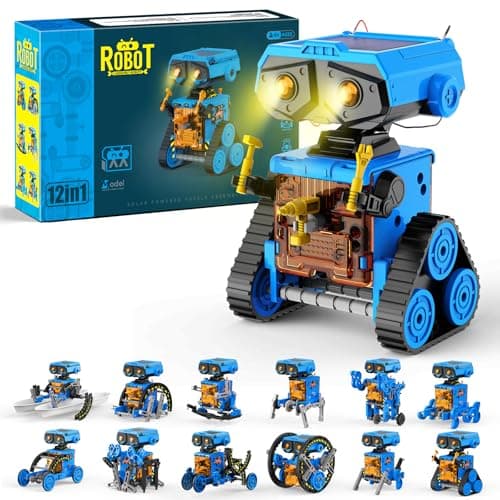 Image of OMWay Solar Robot Toys, STEM Gifts for Boys Aged 8-12, 12-in-1 Educational Experiment DIY Science Kits, Engineering Building Robotic Set for Kids Teens 9 10 11 with 228 Pieces, Blue
