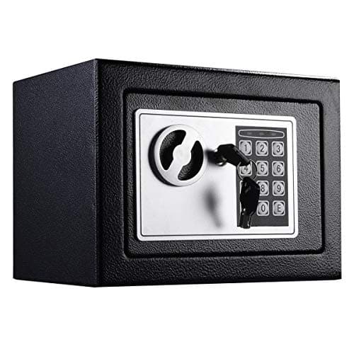 Image of 4.6L Home Digital Safe Electronic Cabinet Safes Cash Box Wall Safe with Key,Money Box Wall Mounted for Office Hotel 230mmx170mmx170mm-Black