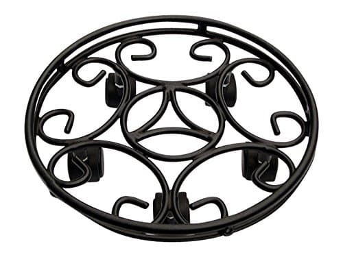 Image of Garden Pride Heavy Duty Round Plant Pot Caddy - 2 Pack of 14" (36cm) Black Outdoor Plant Pot Mover with 5 Caster Wheels