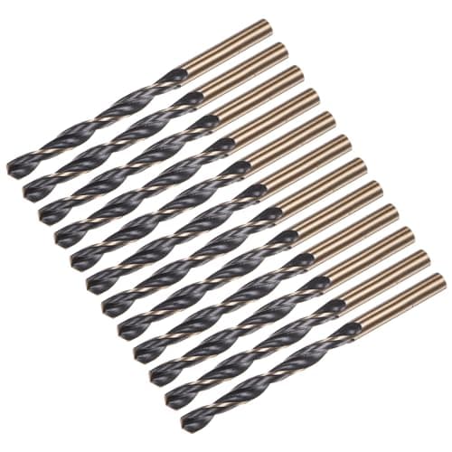 Image of sourcing map 12pcs Jobber Drill Bits 6mm (0.236") Black Nitride & Gold Titanium Coated M2 High Speed Steel (HSS) Twist Drill Bits for Stainless Steel Aluminum Alloy Metal