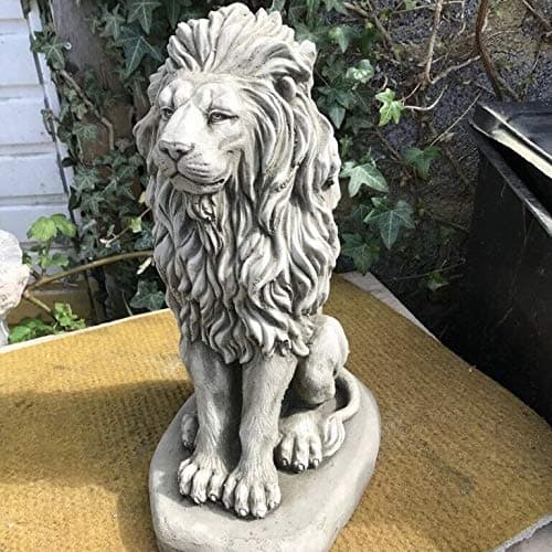 Image of Upright Lion Stone Statue Large Garden Ornament | Reconstituted Stone Concrete African Animal Outdoor Decoration British Made Sculpture