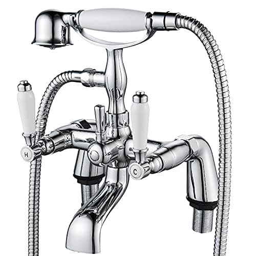 Image of Traditional Bathtub Mixer Tap,Luckyhome Victorian Bath Shower Mixer Tap with Hand Held Shower