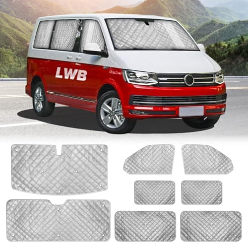 Image of MaxEarn 8Pcs Internal Thermal Blind Set Fits for VW LWB T5/T6, Sunshade Wrap Cover Kit, Window Front Screen Cover, Summer Uv Sun Blind & Winter Insulation Covers for VW LWB Campervans & Motorhome
