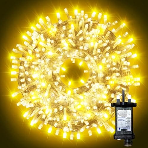 Image of ARKOCHIC 105M Outdoor Christmas Lights, 1000 LED Warm White Christmas Tree Lights, IP65 Waterproof Fairy Light Plug in 8 Modes Memory Linkable Cluster Light Indoor Outside Decorationsn(No Remote)