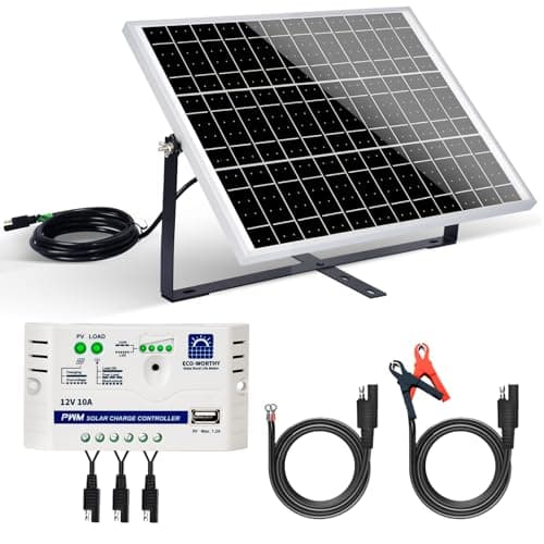 Image of ECO-WORTHY Solar Panel Kit 25W 12V with Mounting Brackets: 25W Solar Panel + 10A Solar Charge Controller + SAE Connection Cable for Boat Motorhome Chicken Coop Gate Opener Water Pump