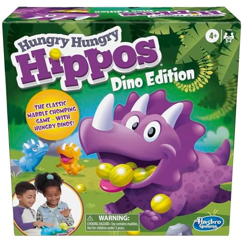 Image of Hasbro Gaming Hungry Hungry Hippos Dino Edition Board Game, Pre-School Game for Ages 4 and Up; for 2 to 4 Players (Amazon Exclusive)