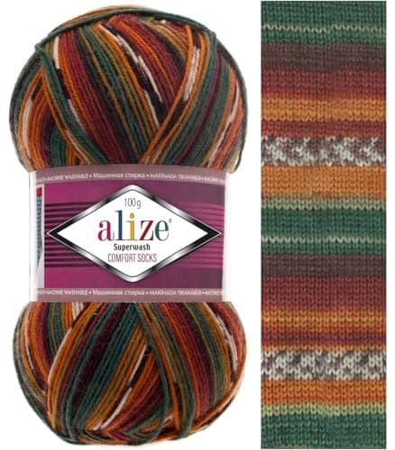 Image of Sock Yarn 100 g Superwash Comfort Sock Wool 420 m 75% SW Wool - 25% Polyamide Hand Knitting Yarn Multicoloured Sweater Vest Cardigan Blouse Scarve Hat Beanie Bootie Mitten Beret (4447)