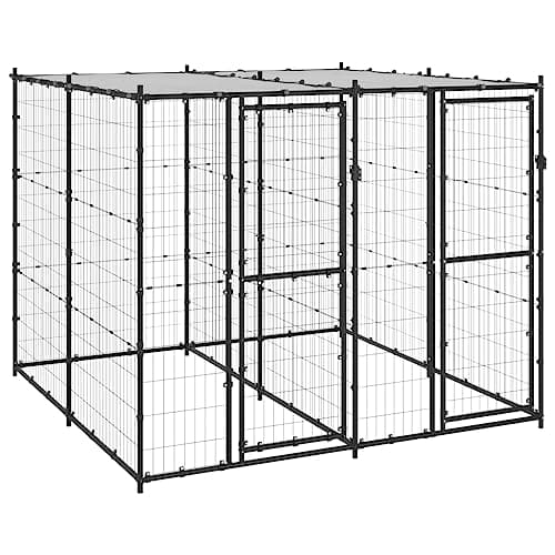 Image of "vidaXL Outdoor Dog Kennel - Spacious, Secure and Weather-Resistant, Made of Powder-Coated Steel with UV-Resistant Roof, Perfect for Dog's Outdoor Play, Exercise and Training "