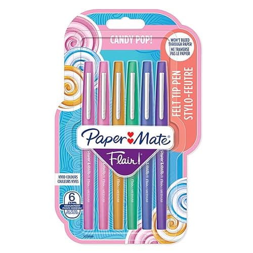 Image of Paper Mate Flair Felt Tip Pens | Medium Tip (0.7 mm) | Candy POP Colours | 6 Count