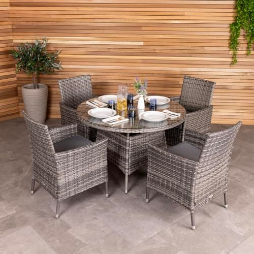 Image of CHARLES BENTLEY Garden Outdoor 4 Piece Rattan Dining Set Grey