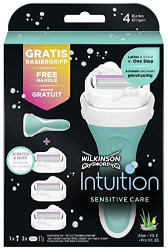 Image of Wilkinson Sword Intuition Sensitive 4-Blade Razor for Men, Sensitive Care, Box (3 razors)