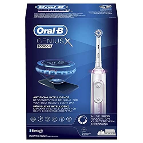 Image of Oral-B Genius X Rechargeable Electric Toothbrush, 1 Pink Artificial Intelligence Toothbrush, 1 Spare Head, 1 Travel Case with Charger